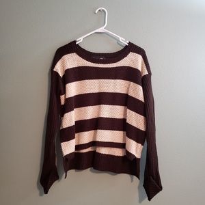 F21 Brown-Beige Striped Sweater